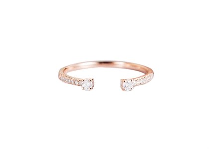 CZ Studded Open Band Ring with Rose Gold Plated